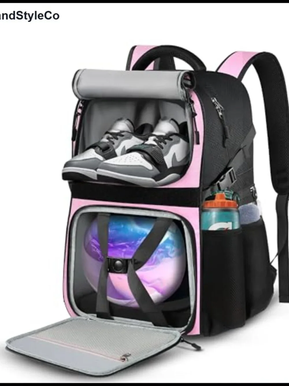 Bowling Ball Backpack with Shoe Tote Bag, Padded Ball Holder, Waterproof Nylon,